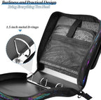 3-Ring Zipper Binder with Shoulder Strap Zip-Up Expanding File Folder Organizer Storage Fireproof Accordion Trapper Keeper Home School Office Three Butterfly (Three Butterfly) - Image 5