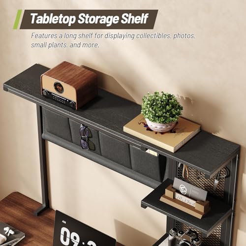Clamp On Desk Shelf, Metal & Wooden Desktop Bookshelf & Heavy Duty Desktop Organizer, Desk Accessories,38.3" W x 33" H (Black) 999BKSSJ197 - Image 5