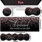 Large Gaming Mouse Pad, Keyboard Wrist Rest + Mouse Wrist Pad + Coaster Combination Set, Memory Sponge Non-Slip Base. Suitable for Office and Home, She Believed She Could So She Did - Image 6