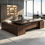Executive Desk, L Shaped Executive Office Desk with Locking Drawer & File Cabinet, 1'' Thick Desktop, Large Office Desk with Storage, Modern Executive Computer Workstation for Home Office & Business by Unknown