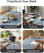 Aothia Faux Leather Desk Mat - Large Mouse Pad, Non-Slip PU Leather Blotter, Waterproof Writing Surface for Office and Home (Denim Blue, 63" x 24") - Image 6