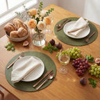 Artoid Mode Olive Green Faux Leather Placemats Set of 12, 15 Inch Waterproof Wipeable Heat Resistant Vinyl Place Mats, Reversible Table Mats for Kitchen Dining Decor - Image 5
