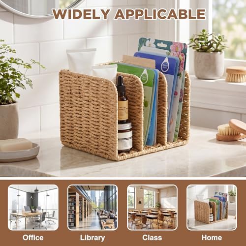 Novabright Paper Wicker 3-compartment File Magazine Desk Holder for B5 - Image 5