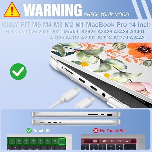 May Chen for 2026 MacBook Pro 14-inch M5 M4 M3 M2 M1 Pro/Max Chip, Release 2026 2025-2021, Model A3427 A3426 A3434 A3112 A3401 A3185, Plastic Hard Shell with Keyboard Cover, Spring Flowers - Image 2