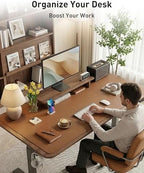 Aothia Faux Leather Desk Mat - Large Mouse Pad, Non-Slip PU Leather Blotter, Waterproof Writing Surface for Office and Home (Brown, 63" x 24") - Image 3