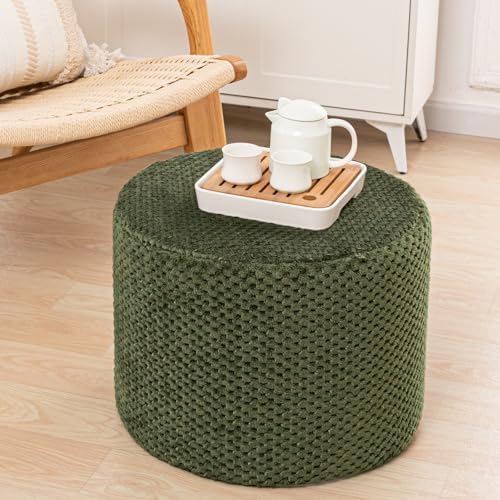 Ottoman Foot Rest Round 18x18x14In, Forest Green,Footstool for Living Room - Image 3