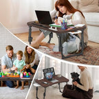 Lap Desk for Bed Adjustable Height, Foldable Bed Table with Storage Drawer, Tablet Slot & Cup Holder, Portable Laptop Stand for Bed & Sofa, Bed Desk for Adults & Kids, Walnut - Image 7