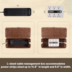 Cable Management Box, Cord Organizer with Lid & Cable Ties - Brown, L - Image 4