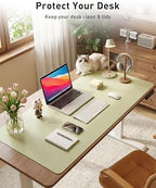 Aothia Faux Leather Desk Mat - Large Mouse Pad, Non-Slip PU Leather Blotter, Waterproof Writing Surface for Office and Home (Grass Green, 63" x 17") - Image 3
