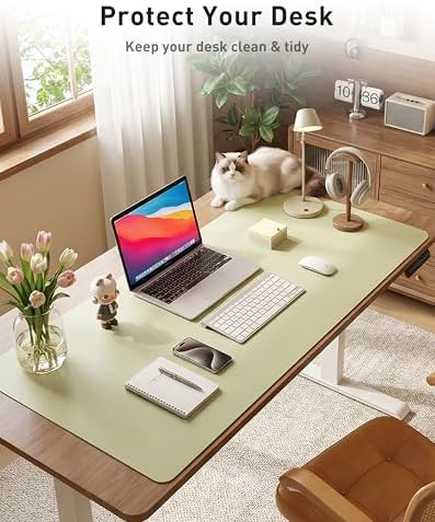 Aothia Faux Leather Desk Mat - Large Mouse Pad, Non-Slip PU Leather Blotter, Waterproof Writing Surface for Office and Home (Grass Green, 63" x 17") - Image 3