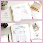 Ospelelf Oversized Budget Planner and Monthly Bill Organizer, Spiral Bindding Money Expense Tracker with Pockets & Stickers, 9" X 11" Large Pages for Spacious Writing, Original Fun Colorful Design, 12 Month Financial Notebook Pink - Image 5