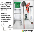 Pegboard Hooks 60-Pack 1” + 2" + 4” L Hook - Zinc Plated - Will Not Fall Out - Fits Any Peg Board - Organize Tools, Accessories, Workbench, Garage Storage, Kitchen, Craft or Hobby Supplies, Jewelry - Image 5