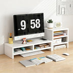 Solid Wood Monitor Stand Riser & Laptop Stand Desk Organizer - Office Accessories for PC Workspace, Computer Organization, Countertop Hutch White Combination 3 by Unknown
