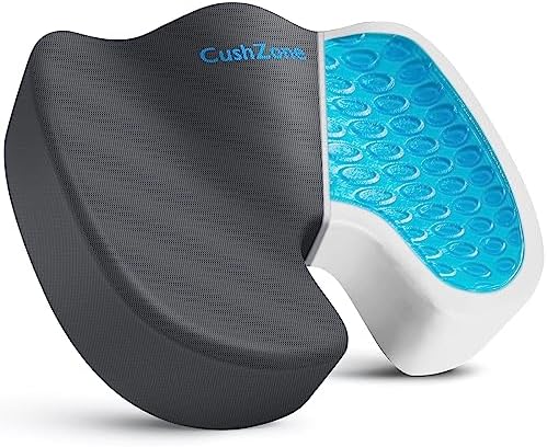 Gel Seat Cushion, Cooling Memory Foam Cushion for Office Chair, Gray by CushZone