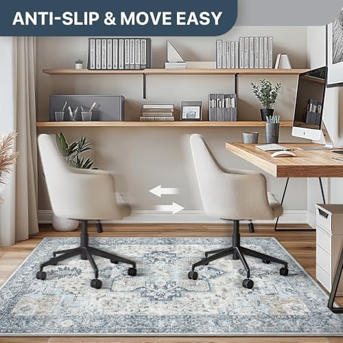 36"x60" Office Chair Mat for Hardwood Floor, Non-Slip Washable Blue - Image 5