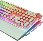 RK ROYAL KLUDGE X108 Typewriter Style Mechanical Keyboard, Wired Gaming Keyboard 108 Keys RGB Backlit Sidelight, Detachable Wrist Rest, Volume Knob, Retro Round Keycaps Blue Switches - Green by RKROYALKLUDGE