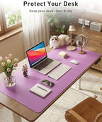 Aothia Faux Leather Desk Mat - Large Mouse Pad, Non-Slip PU Leather Blotter, Waterproof Writing Surface for Office and Home (Iris Violet, 63" x 17") - Image 3