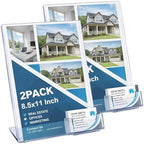 Vicenpal 2 Pcs Acrylic Flyer Holder Stand with Business Card Pocket 8.5x11 by Vicenpal