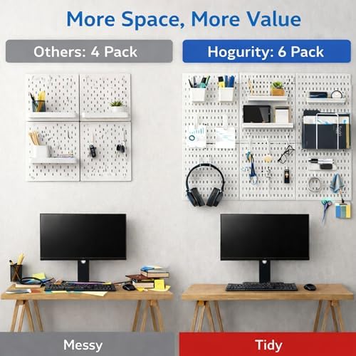 Peg Board, 24"x36" Pegboard Wall Organizer, Includes 6PCS White Peg Boards and Accessories, Plastic Peg Board Panels for Craft Room, Office, Kitchen, Gaming Room - Image 4