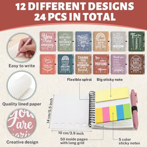 Sprial Notebooks with Pens Bulk, 48 Pack, 5.5 x 4.7 Inch, Boho - Image 4