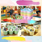 6 Pack Classroom Caddy Organizer with Handle Pastel Plastic Table Caddy 6 Compartments Storage Cup Holder for School Supplies Art Crafts Crayons Pencils Stackable Desk Caddy for Office Home - Image 6