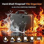 Fireproof Document Organizer with Lock, Semi-Rigid EVA Shell File Box with 13-Pocket Accordion Folder, Water-Resistant Storage for Important Documents, Passports & Certificates - Image 2