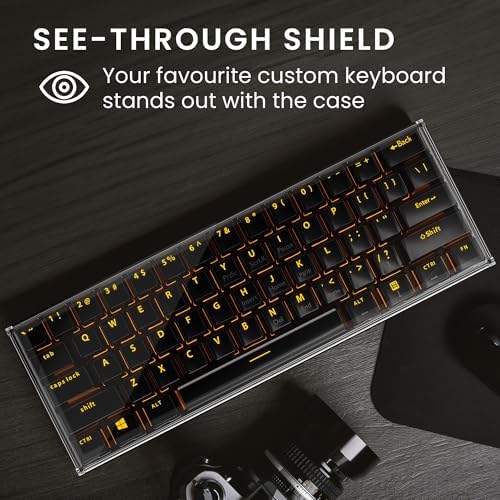 kwmobile Keyboard Cover Compatible with 60% Mechanical Keyboard RK61 / GK61 / SK6 / DK61 Case - Protective Cover for Mechanical Keyboard - Transparent - Image 2