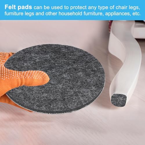 PATIKIL 12" Diameter Felt Furniture Pads, 8 Pack 1/5" Thick Lamp Base Felt Round Soft Adhesive Non-Slip Anti-Scratch Backed Felt Floor Protector for Lamp Furniture DIY Craft, Dark Grey - Image 6