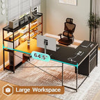 SEDETA 64.5" Reversible L Shaped Gaming Desk with Storage Drawers, Shelves - Image 5
