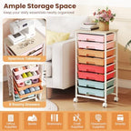 Giantex 8 Drawers Rolling Cart with Wheels, Wood Top, Sturdy Frame - Image 6