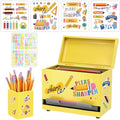 Pencil Dispenser for Classroom & Pencil Holder for Desk with 5 PCS Stickers by SYMDROMIA