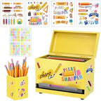 Pencil Dispenser for Classroom & Pencil Holder for Desk with 5 PCS Stickers by SYMDROMIA
