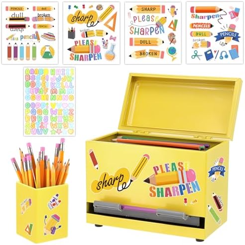 Pencil Dispenser for Classroom & Pencil Holder for Desk with 5 PCS Stickers by SYMDROMIA