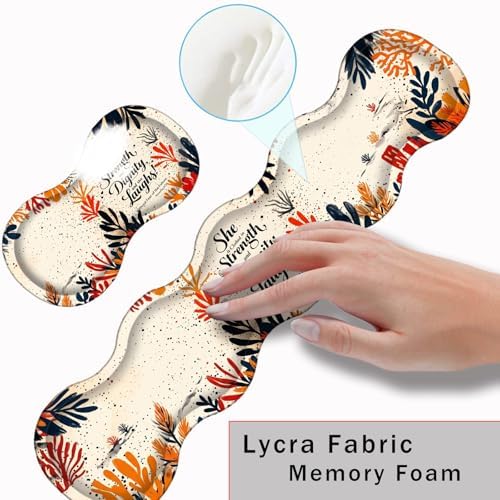 Keyboard Wrist Rest and Mouse Pad with Wrist Support Set Ergonomic Coaster,Memory Foam,Easy Typing Pain Relief,Large XL Desk Mat 31.5"x 11.8",Proverbs 31:25 Quote Art - Image 5
