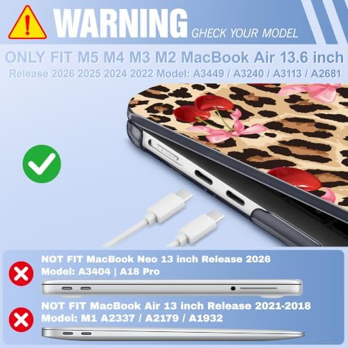 May Chen for M5 MacBook Air 13.6 Inch Case 2026 2025 2024-2022 Release M5 A3449 M4 A3240 M3 A3113 M2 A2681, Plastic Hard Shell Case for MacBook Air 13.6" with Retina Display, Cherry and Cheetah - Image 2