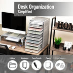 Mind Reader 10-Drawer Desk Organizer for Office Supplies, Crafts, Mail Sorting & More, Metal Mesh, Silver - Image 5