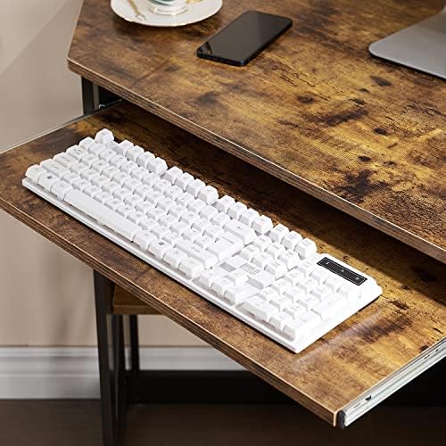 VECELO Corner Computer Desk 41 x 30 inches with Smooth Keyboard & Storage Shelves for Home Office Workstation, Antique Brown - Image 5