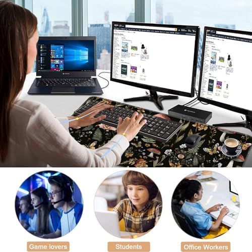 Keyboard Wrist Rest and Mouse Pad with Wrist Support Set Ergonomic Coaster,Memory Foam,Easy Typing Pain Relief,Large XL Desk Mat 31.5"x 11.8",Magic Mushrooms - Image 7