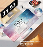 Desk Mat Set + Keyboard and Mouse Pad with Wrist Rest Support,4-in-1 Large Mousepad Computer Mats for Desktop Home & Office-with God - Image 2