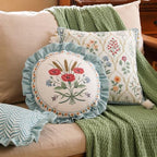 ISAENNE Vintage Linen Throw Pillow Cover,Set of 2,Diameter 16"-Serenity C - Image 6