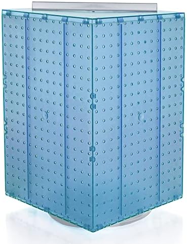 Azar Displays 701414-BLU Rotating Display Stand - 4-Sided Display Racks - Peg Display Carousel (14” W x 14” D x 20” H) - Easy Assemble Revolving Display for Retail - Pegboard Organizer, Blue by AzarDisplays