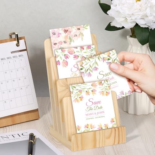 4 Tier Pine Wood Brochure Display Stand 6 x 9 inch Brochure Holder Pamphlet Display Stand for 5.5 x 8.5 inch 5 x 7 inch Booklets Menus Postcard Holder Multi Purpose Organizer - Image 5