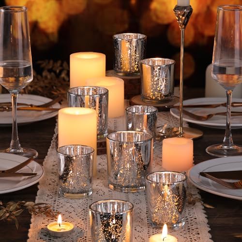 24pcs Assorted Silver Votive Candle Holders for Wedding Table Centerpieces - Image 3
