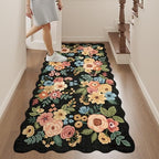 DUKINO 2x5 Washable Runner Rug, Floral Non Slip Rug for Kitchen, Black - Image 4