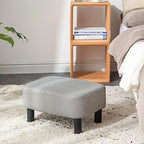 IBUYKE Small Footstool Ottoman, Linen Fabric Footrest, Linen RF-BD213 - Image 4
