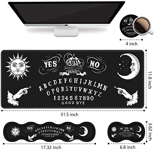 Ergonomic Keyboard Wrist Rest and Mouse Pad Wrist Rest Set, Large XXL Gaming Mousepad 31.5"x 11.8", Memory Foam, Easy Typing Pain Relief, Multifunctional Desk Mat for Office & Home, Ouija Board - Image 2