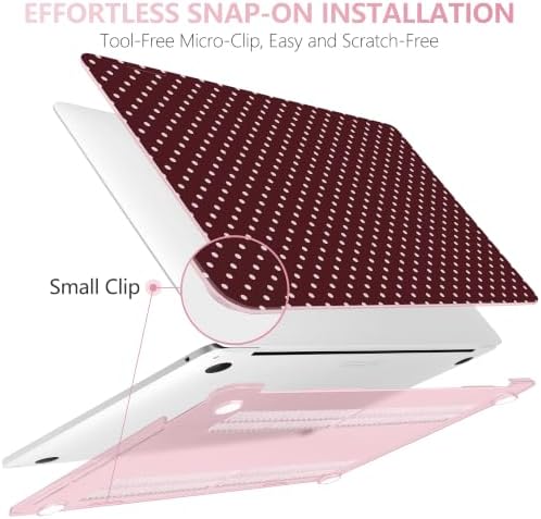 DONGKE Case for MacBook Pro 13 Inch (2026-2020 Models A2338 M2 M1/A2251/A2289), Burgundy Polka Dots Hard Shell Case with Keyboard Protector, Compatible with Retina Display and Touch Bar - Image 6