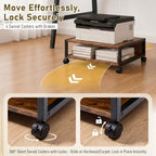Zonon 2 Tier Printer Stand Under Desk with Wheels, Open Shelf Style, Brown - Image 5