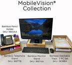 MobileVision Bamboo Telephone Stand with Drawer Stackable Storage Solution for Office Products Pens, Pencils, Scissors, Notepads, Business Cards and More - Image 7