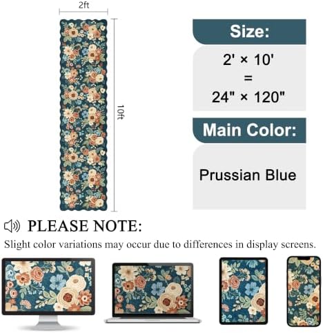 DUKINO 2x10 Runner Rug for Hallway, Washable Kitchen Rugs, Prussian Blue - Image 2